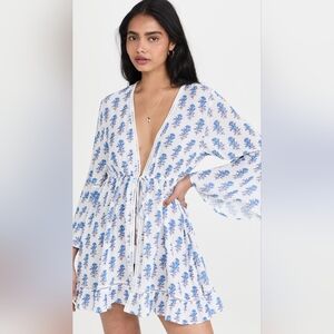 Playa Lucila Mini Border Print Kimono Swimsuit Cover up Size XXL